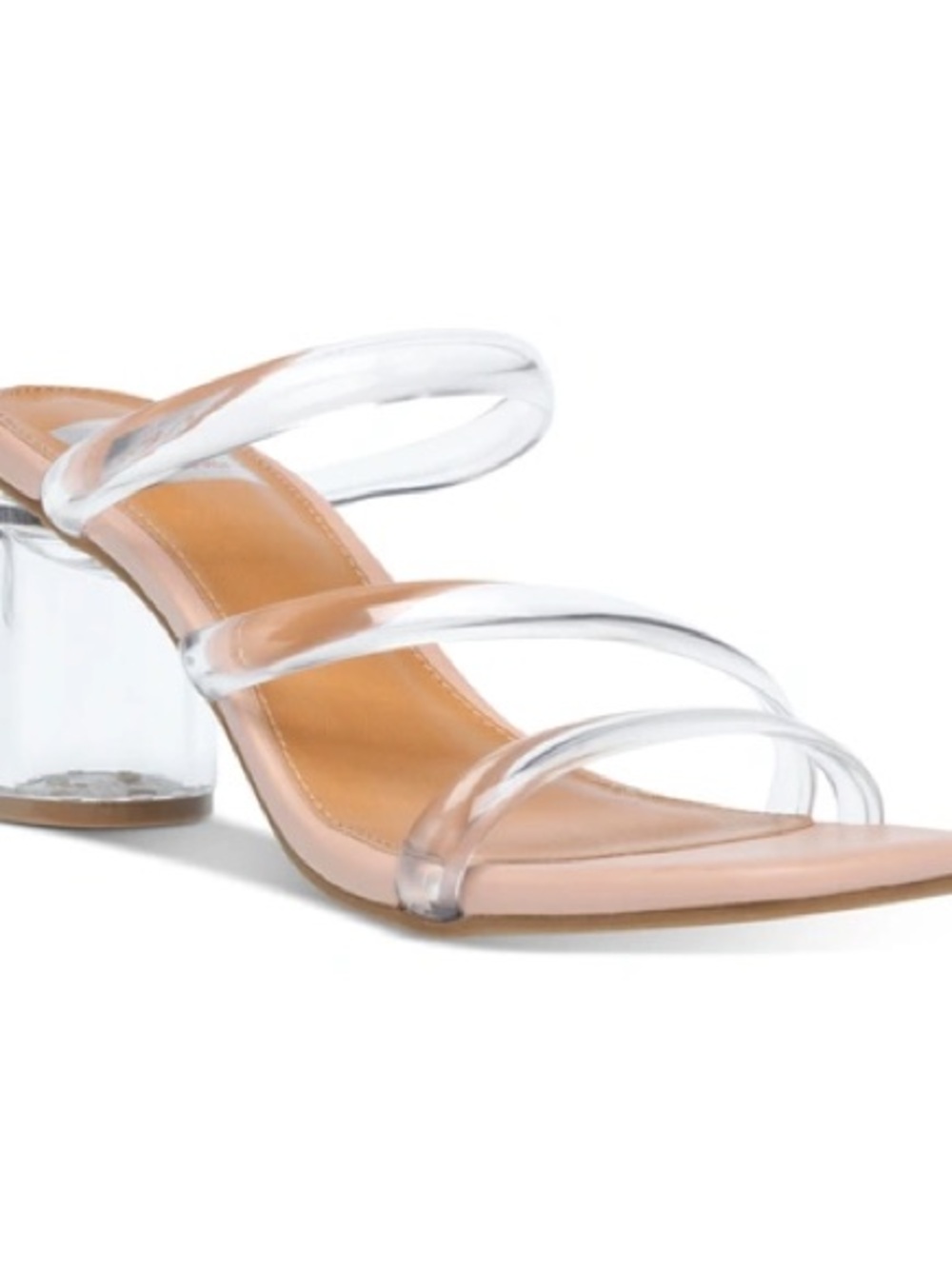 DV by Dolce Vita Clear Triple-Strap Mule with Tan Footbed